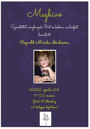Meghívó Oszvald Marika előadására borítóképe
