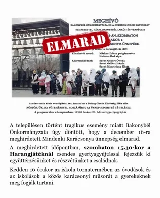 ELMARAD Mindenki karácsonya ünnepség Bakonybél borítóképe