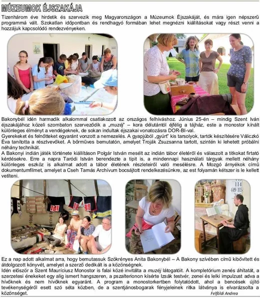 'Muzéj Bakonybél' cikk borítóképe