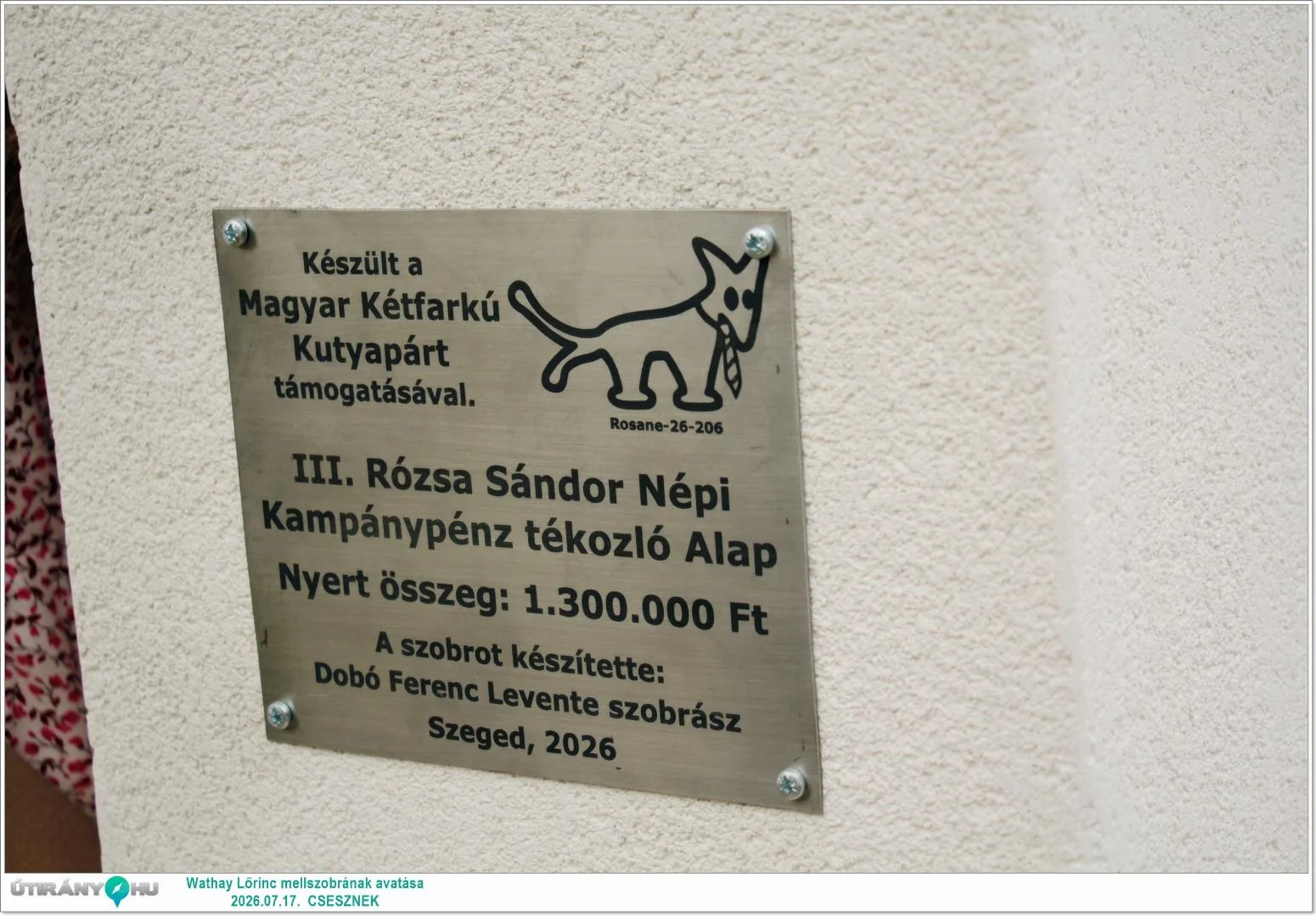 Wathay Lőrinc mellszobrának avatása