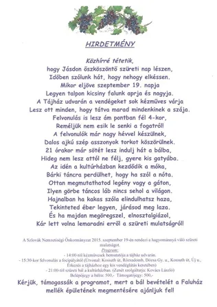 Szüreti felvonulás 2015 borítóképe