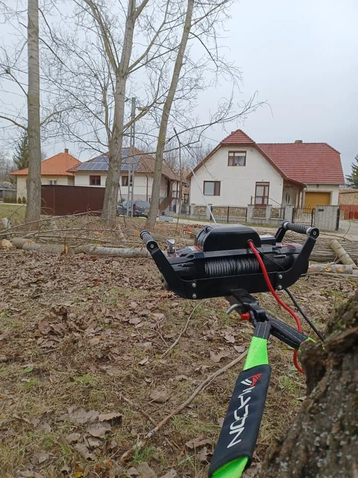 Nyárfák kivágása!A csörlő ma is nagy segítség volt!