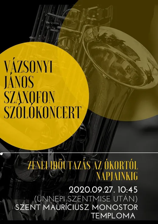 'Vázsonyi János szaxofon szólókoncert' cikk borítóképe
